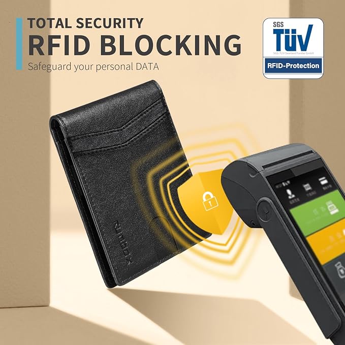 RUNBOX Wallet for Men Slim Rfid Leather 2 ID Window With Gift Box | Slim, Rfid, 2 ID Window, With Gift Box, Slim, Rfid