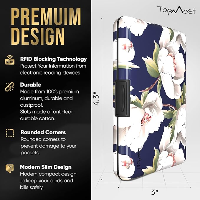 TopMost Aluminum Wallet, Card Case Wallet, Metal RFID Credit Card Holder for Men & Women, 6 Cotton Slots for 10-12 Cards And Bills, Rfd Protective
