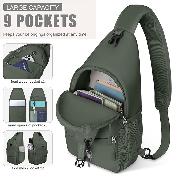 Crossbody Bags for Women Men Trendy Sling Bag Backpack Casual Chest Bag with Convertible Shoulder Strap
