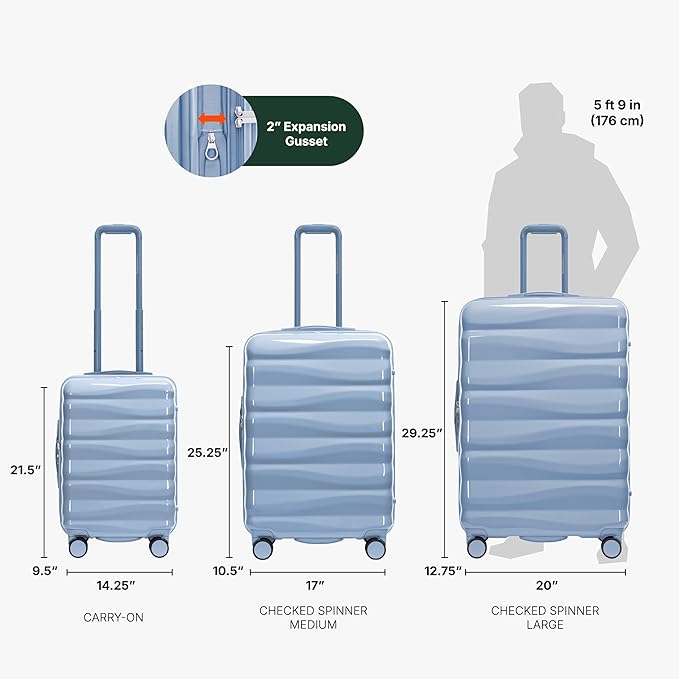 Traveler's Choice Edinburgh II Hardside Spinner Luggage, TSA Lock, Blue, 25" Medium
