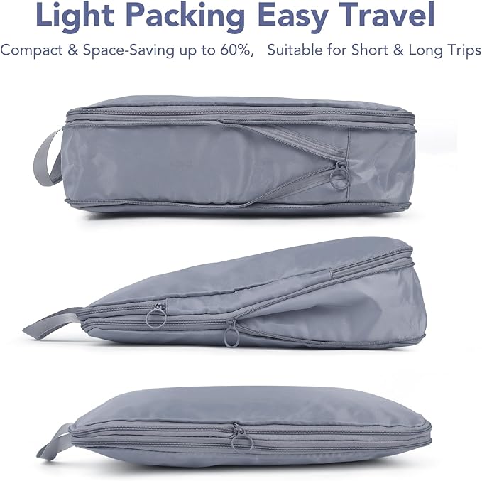 Packing Cubes for Travel, Space-Saving & lightweight,Compression Packing Cubes Set 4 Grey,Water-Resistant Bags Light Packing Easy Travel-For Short and Long Trips. Luggage Organizer for Business