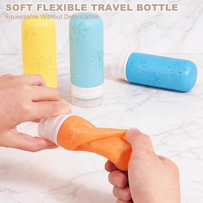 16 Pack Travel Bottles for Toiletries, Silicone TSA Approved-Containers for Toiletries, 3oz Silicone Travel Bottles Set Leak Proof Refillable Liquid, Shampoo and Conditioner Travel Toiletry Bottles