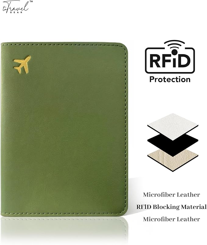 Passport Holder for Travel Essentials,RFID Blocking Passport Cover Case for Travel Accessories,Travel Wallet for Women Men (Army Green)