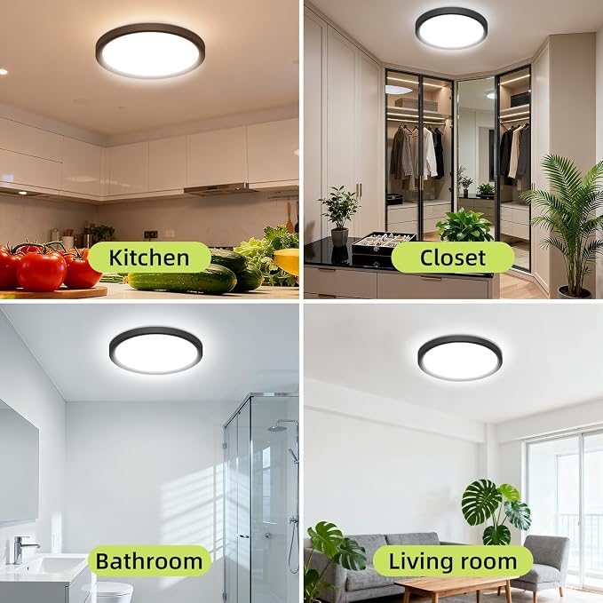hepside LED Flush Mount Ceiling Light, 15Inch 30W LED Ceiling Lights Fixture,5 Color Temperatures in One,Ultra-Thin Flush Mount Light Fixture for Closet Bathroom Hallway Bedroom Laundry