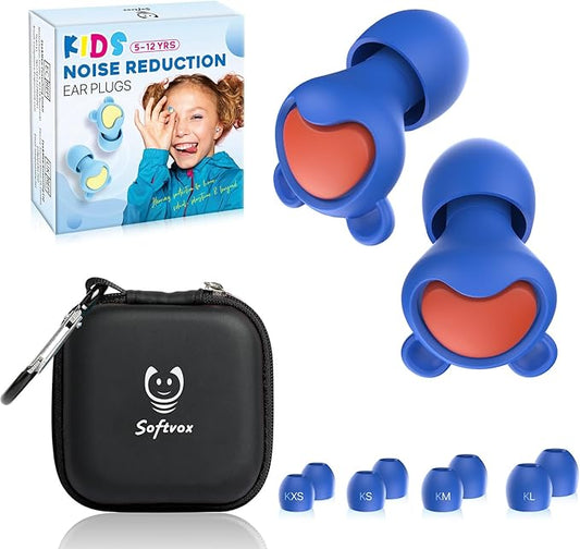 Ear Plugs for Kids Ear Protection (6-12yrs) & Adult with Small Ear Canal - Reusable Noise Relief Earplugs for Focus, Travel, Concerts, Socializing, Sports, Noise Sensitivity - 26dB Hearing Protection