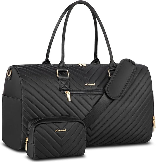 LOVEVOOK Travel Duffle Bag, Weekender Bag for Women with Toiletry Bag, Carry on Overnight Bag with Shoe Compartment, Gym Duffel Bag with Wet Pocket, Mommy Hospital Bags for Labor and Delivery