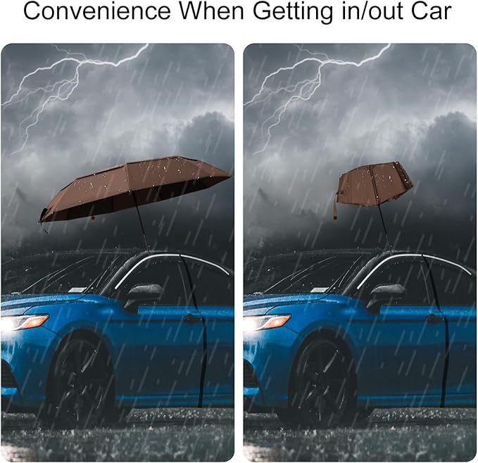 TradMall Travel Umbrella, 42/45 Inches Double Vented Canopy Windproof Automatic Strong Compact Folding Umbrellas for Rain Women and Men