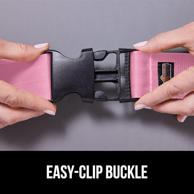 GORILLA GRIP Heavy Duty Adjustable Luggage Straps for Suitcases, Easy to Identify Travel Belt Connector Holds Suitcase Together, Extends Life of Bag, Strap Connects Two Bags, Accessories 2 Pack Pink