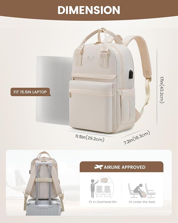LOVEVOOK Laptop Backpack for Women 15.6 Inch Laptop Bag with USB Port, Fashion Waterproof Backpacks Teacher Nurse Stylish Travel Bags Vintage Daypacks for College Work