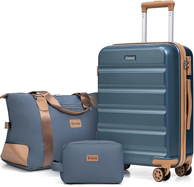 Luggage Sets 3 Piece,Suitcases with Wheels,Carry On Luggage Set,ABS Hard Case Luggage with TSA Lock Spinner Wheels(3 Piece Sets,Blue(20"/DB/TB))