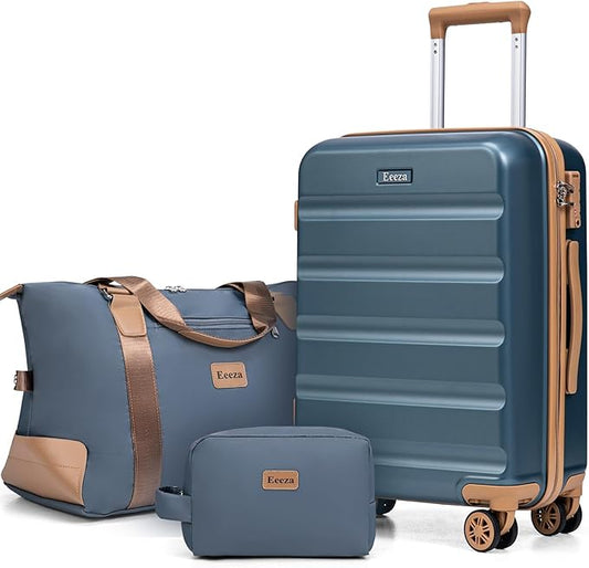 Luggage Sets 3 Piece,Suitcases with Wheels,Carry On Luggage Set,ABS Hard Case Luggage with TSA Lock Spinner Wheels(3 Piece Sets,Blue(20"/DB/TB))