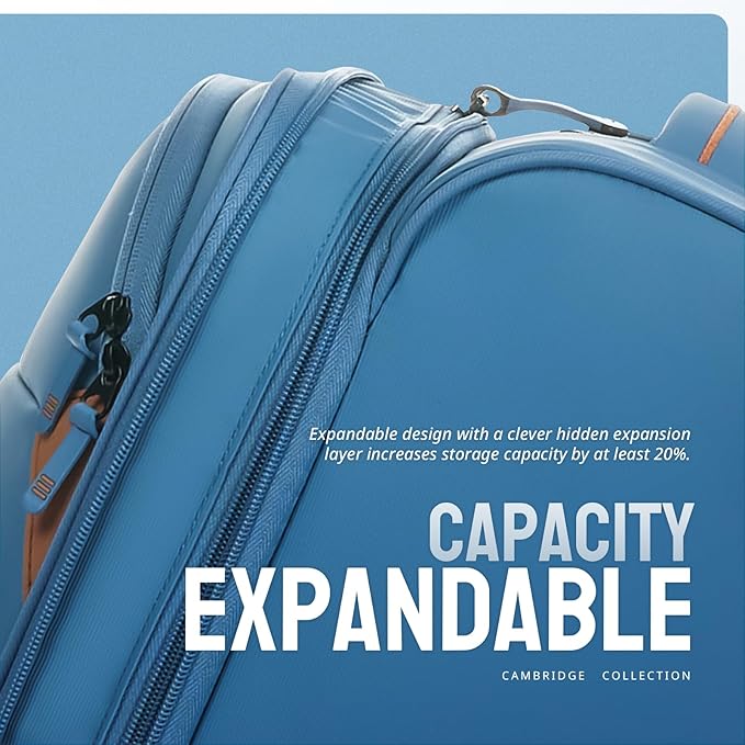 Verage Cambridge Lightweight Carry On Luggage,Softside Expandable Suitcase with Spinner Wheel (20-Inch, Harbor Blue)