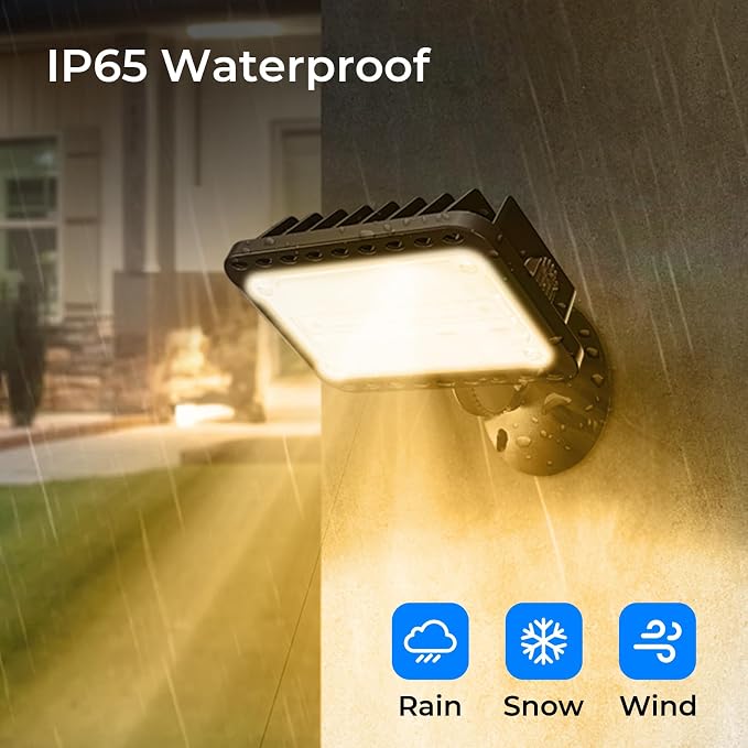 CINOTON 20W 2800LM LED Flood Lights Outdoor, 3000K, UL Listed, 2 Pack | IP65 Waterproof Exterior Security Wall Lighting with 180°Knuckle, 120V Outside Aluminum Fixture for Yard Patio Garage Doorway