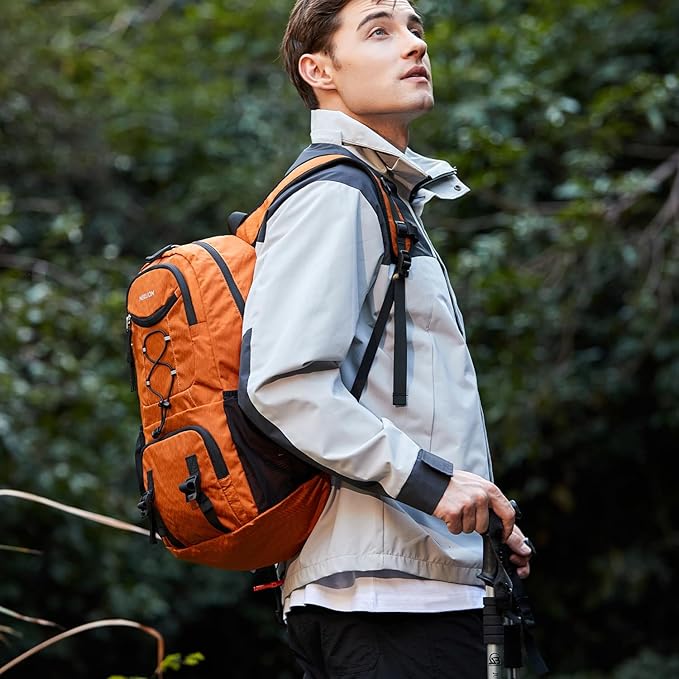Nerlion Lightweight Foldable 35L Hiking Backpack Travel Backpack for Men Women Camping Waterproof Outdoor Hiking Daypack Backpack Orange