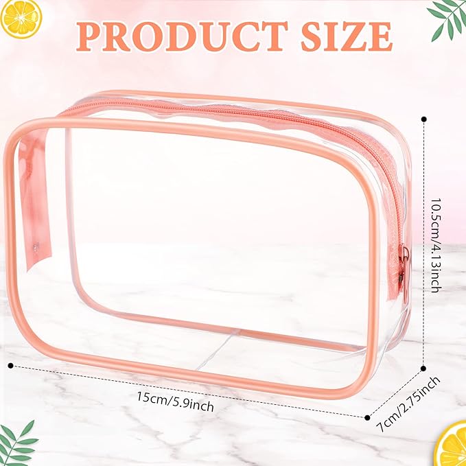 Weewooday 12 Pieces Clear Makeup Bags Cosmetic Storage Bags PVC Zipper Pouches Travel Waterproof Makeup Plastic Case for Women Organizing Toiletries Traveling Bathroom(Small,Pink)