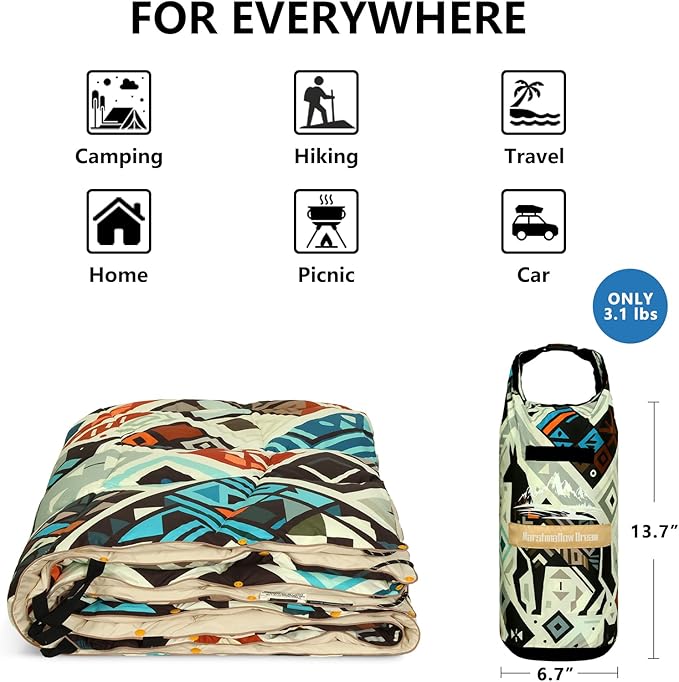 Camping Blanket, Puffy Blankets Lightweight Windproof Resistant for Outdoors,Hiking, Backpacking,Car,Picnic,Stadium