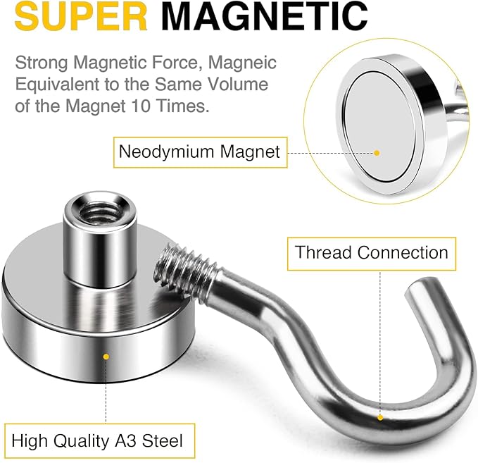 DIYMAG Magnetic Hooks, 30lbs+ Magnet Hook 2026 Cruise Cabin Ship Essentials Heavy Duty Strong Magnets Refrigerator Fridge Hanging for Classroom Beach Vacation Kitchen Grills Home 60 Pack
