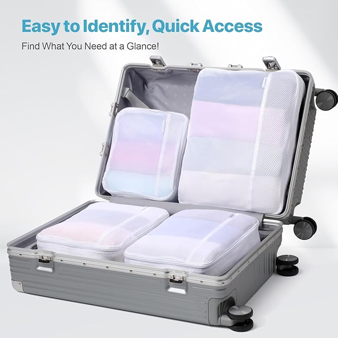 Cambond Mesh Packing Cubes for Travel Women - Lightweight Travel Bags Luggage Packing Organizer Travel Cubes for Suitcase with Handle