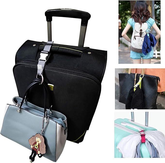 2PCS Add a Bag Luggage Strap Jacket Gripper,Heavy Duty Luggage Straps Carry-on Baggage Suitcase Straps Belts Travel Accessories Carry Your Extra Bags (Grey)