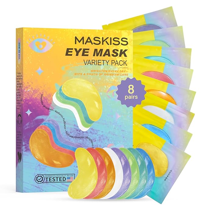 Under Eye Patches Variety Pack (8 Pairs), Easter Gifts for Women, Eye Masks for Dark Circles Puffy Eyes With 8 Colors (1 Pairs/Color), Vegan Skin Care Gifts for Women