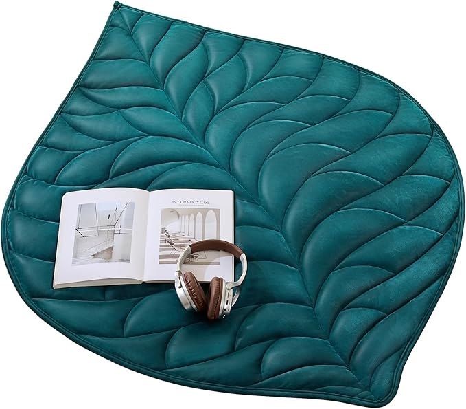 Weighted Lap Blanket 5 lbs 41"×53", Luxury Soft Small Weighted Lap Pad for Adults,Portable Travel Leaf Weighted Throw Blanket for Relaxation, All-Season Use and Machine Washable Light Green