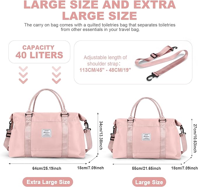 HYC00 Travel Duffel Bag,Carry-on Overnight Weekender Bags for Women,Sports Tote Gym Bag with Wet Pocket