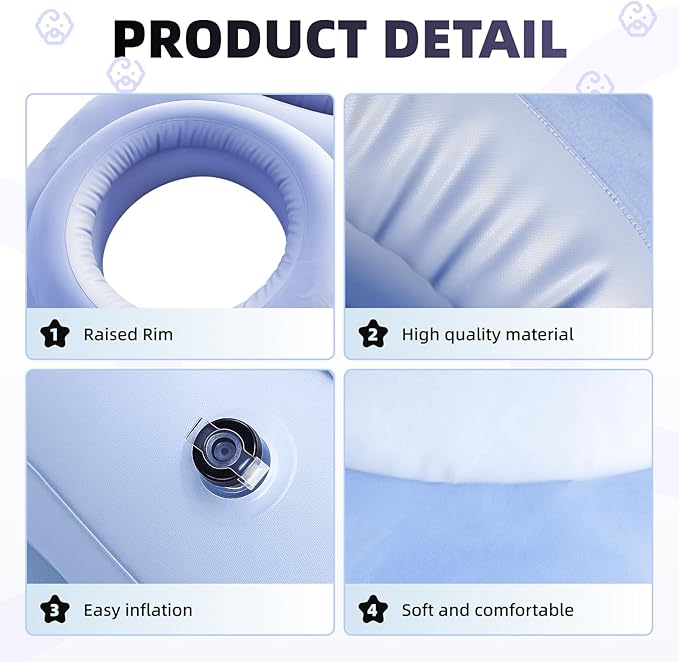 Inflatable Pregnancy Pillow, Pregnant Woman's Abdominal Hole Full Body Inflatable Bed Abdominal Mattress, Prone Pregnancy Pillow - Pregnant Woman's Swimming Pool Float (Blue)