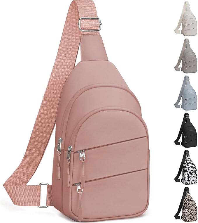Tuwubi Crossbody Bags for Women, Sling Bag for Men, Small Hiking Backpack Anti Theft Lightweight for Outdoors Travel (M, Pink)