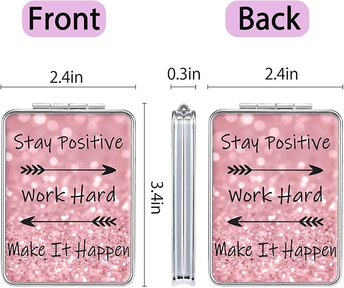 Pocket Mirror, Small Travel Mirror with Magnification, Portable Double-Sided Magnifying Cosmetic Mirror for Daily (Positive)