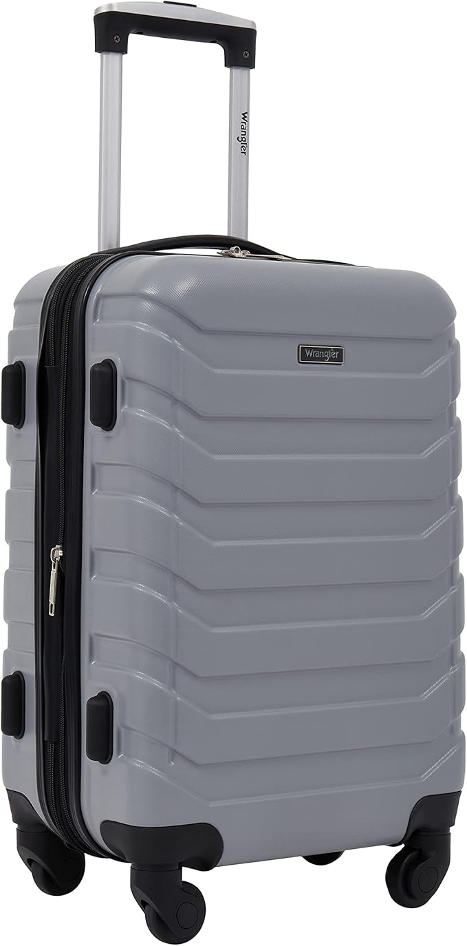 Wrangler 4 Piece Miami Luggage and Packing Cubes Set, Sharkskin