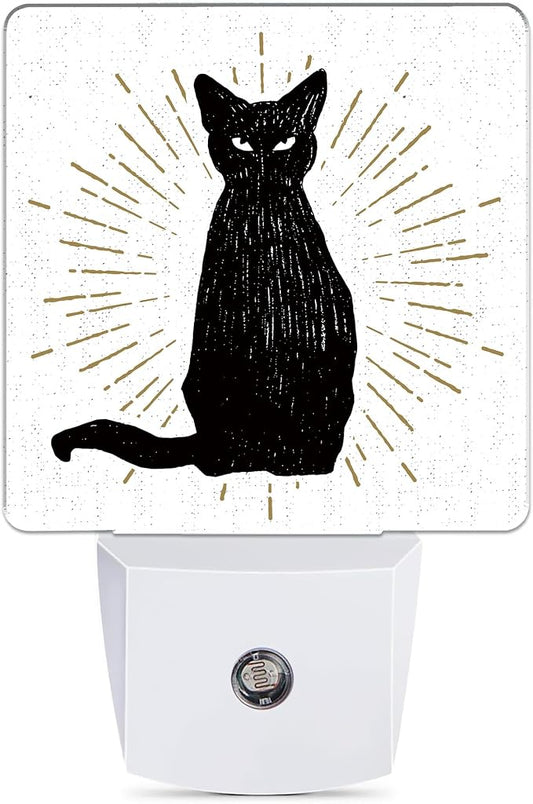 Black Cat Night Light, Cute Pet Night Lights Plug into Wall Decorations for Bedroom, Bathroom, Hallway, Kitchen, Dusk to Dawn Sensor Nightlights for Boys Girls Women Men Room Gifts