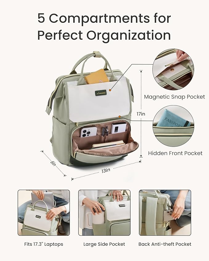 LOVEVOOK Laptop Backpack for Women with Giant Tumbler Holder Pocket, 17.3 inch Travel Work Bag Purse for Nurse Teacher, Waterproof Casual Daypack Bookbag for College Business