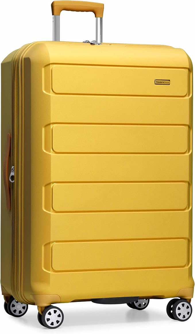 Traveler's Choice Pagosa Hardshell Expandable Luggage with Spinner Wheels, Yellow, 30-Inch Large