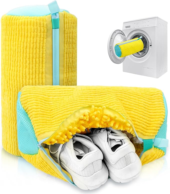 Shoe Washing Machine Bag,Laundry Shoe Bag For Washer And Dryer,Shoe Washing Bag for Washing Machine, Shoe Cleaning Bag For All Shoe Types Reusable Shoe Washing Bag(Yellow 2pcs)