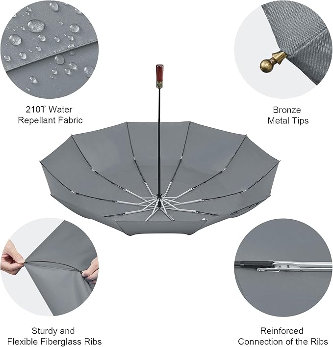 G4Free 54 Inch Large Compact Windproof Golf Umbrella for Rain Oversized Auto Open Close Folding Travel 10 Ribs Vented Double Canopy Umbrella for Women Men