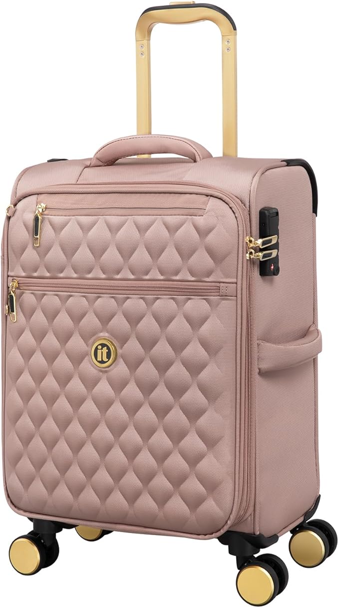 It Luggage Glimmering 22" Softside Carry-On 8 Wheel Expandable Spinner, Mink Gold
