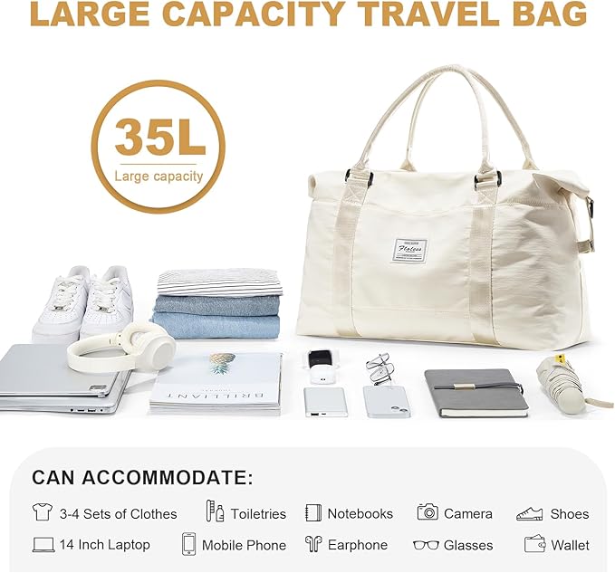 HYC00 Travel Duffel Bag,Carry-on Overnight Weekender Bags for Women,Sports Tote Gym Bag with Wet Pocket