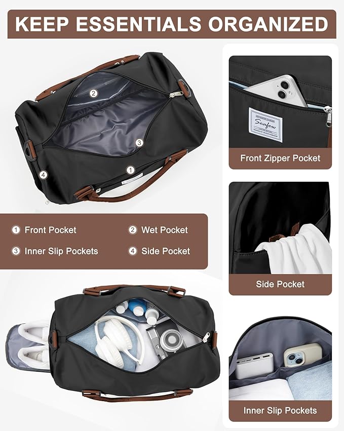 Gym Bag Womens,Travel Duffel Carry on Bag Sport Tote Bag Weekend Overnight Bag
