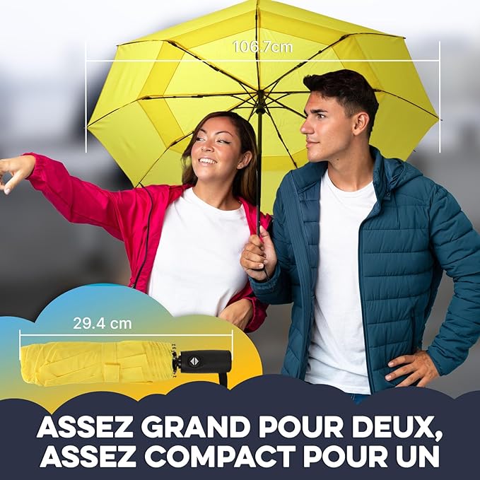 ZENO Travel Umbrella Compact - Small Umbrella for Backpack & Purse, Portable Automatic Umbrellas for Rain, Windproof, Reinforced Fiberglass Ribs, Water-Repellent Teflon