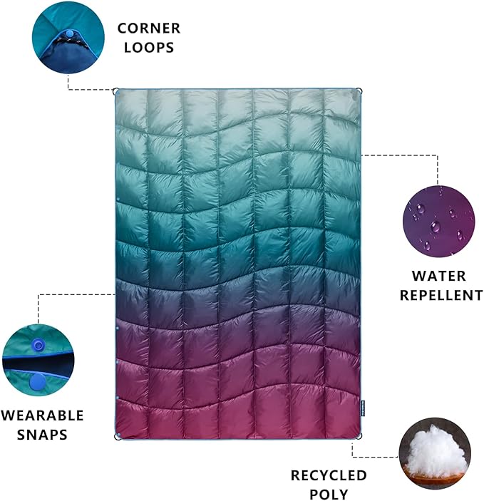 Camping Blanket,MINI Puffy Blanket Lightweight Windproof Water Resistant for Outdoors,Hiking,Beach,Car,Picnic,Stadium