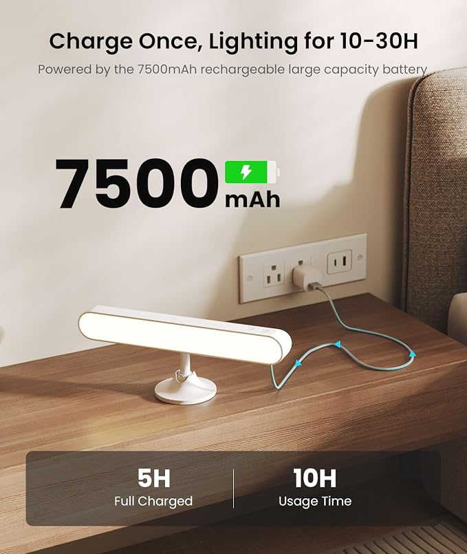 Rechargeable Battery Operated Wall Sconces 7500mAh, Wall Lights for Bedroom | 360° Rotation Wall Lamp with Remote, Cordless Dimmable Touch Bedside Lamps LED, 15 RGB Colors, 3 Colors Temp, 2p, White