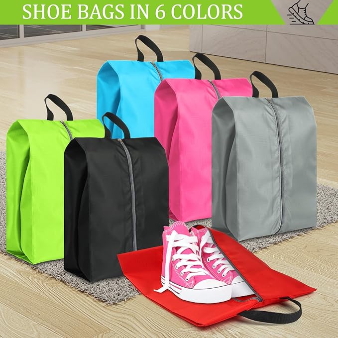 Shoe Bags for Packing, Set of 4 Large Colorful Waterproof Portable Shoe Bags with Zipper - Travel Essentials for Women and Men
