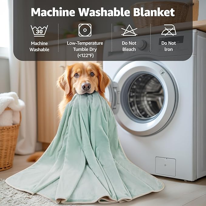 LOOBANI Waterproof Blanket for Bed: Reversible Soft Flannel King Size Bed Blanket 85" x 108", Waterproof Dog Blankets for Large Dogs, Spill-Proof Cover for Furniture Protection, Movie Time, Green