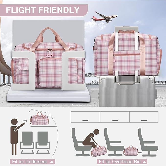 Small Gym Bag for Women, Travel Duffle Bag Carry On Weekender Bag with Shoe Compartment
