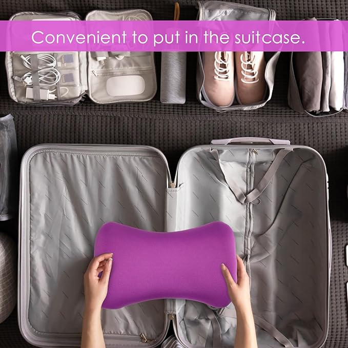 Thyle 2 Pack Bead Neck Pillow Small Bone Shape Neck Support Cushion for Bed Sofa Travel Soft Pillow for Home Sleeping Headrest and Lumbar Support(Black, Violet)