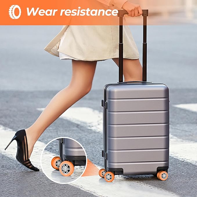 8-Piece Silicone Luggage Wheel Covers-For Dual-Row Spinner Wheels (2.0"-2.4")Diameter Only-Reduces Noise and Prevents Scratches-Designed for Wheels with a Top Clearance Greater Than 0.12" (Orange)