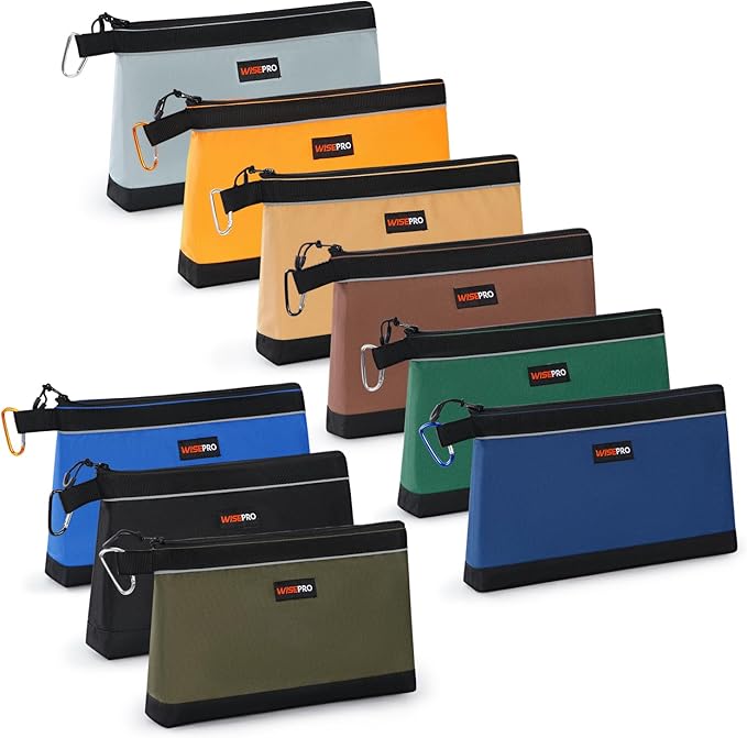 Zipper Tool Pouches, Multi-Purpose Utility Tool Bags Organizer for Small Hand Tools, Screws, Nails, Hardware, Pliers & Wrenches, Storage Pouch Set for Electricians, Plumbers, HVAC & Mechanics
