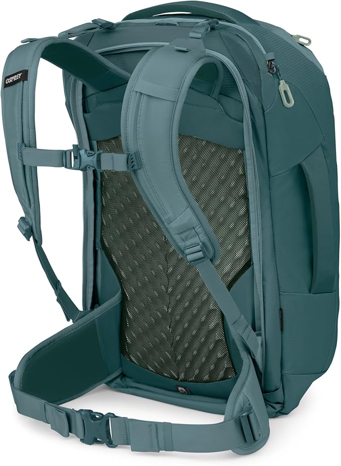 Osprey Farpoint 40L Men's Travel Backpack - Carry On Bag with Laptop Sleeve and Toiletry Pocket, Cascade Blue/Torrent Blue