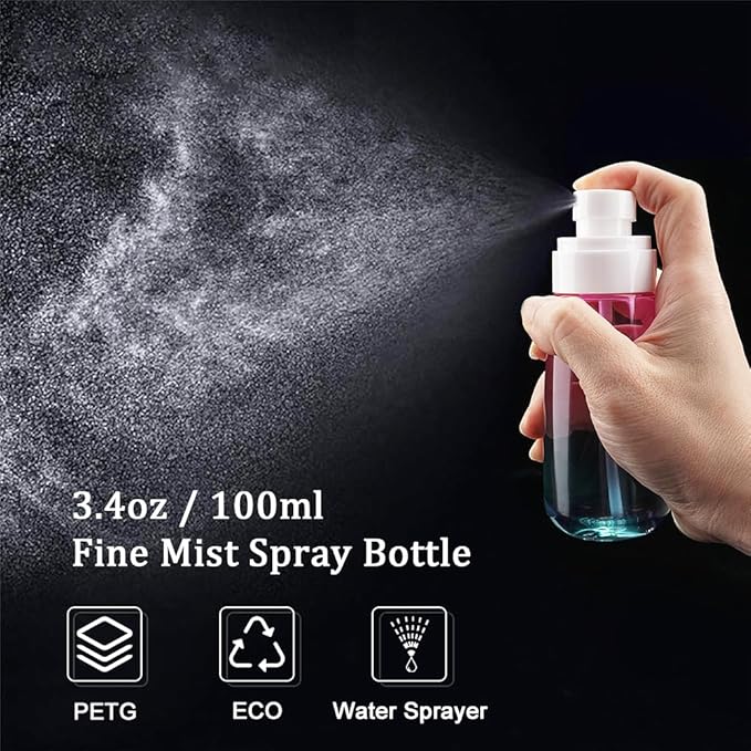 Cosywell Travel Spray Bottle TSA Approved 3.4oz 100ml 6 Pack Leak Proof Travel Spray Bottle Empty Small Spray Bottles for Perfume Essential Oils Toners Rose Water Cosmetics (6PCS-2PinkBlue2Clear)