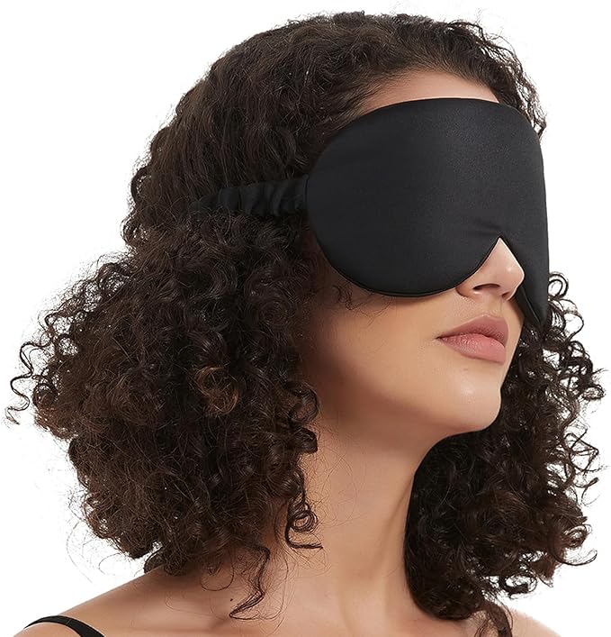 ALASKA BEAR Sleep Mask with Silk-Covered Adjustable Strap for Hair Care, Silk Eye Mask Comfortable Scrunchy Band Over Ears (Built-in Contour Insert, Luxury 22 Momme)